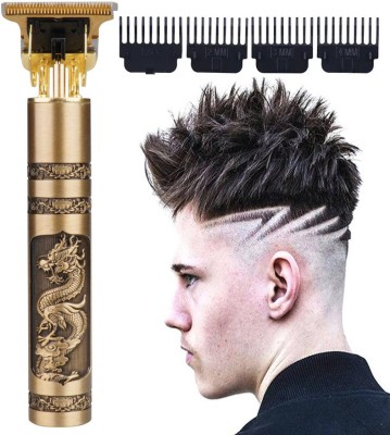 WeRock Waterproof Vintage T9 High Quality Metal Rechargeable Hair Cut Machine R35 Trimmer 60 min  Runtime 4 Length Settings(Gold)