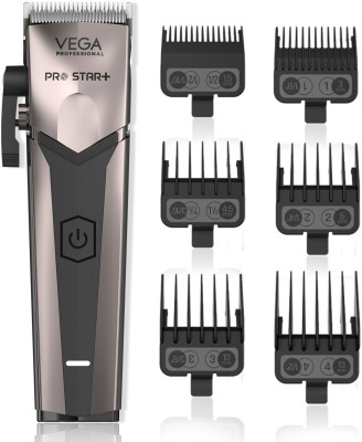 Vega Professional Pro Star+ Hair Clipper with 7000 RPM Trimmer 180 min  Runtime 2 Length Settings(Grey)