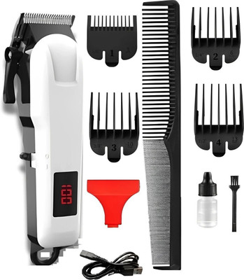 Super S maxtop 809 Shaver Trimmer Trimmer 240 min Runtime 5 Length Settings Fully Waterproof Trimmer 240 min  Runtime 7 Length Settings(White)
