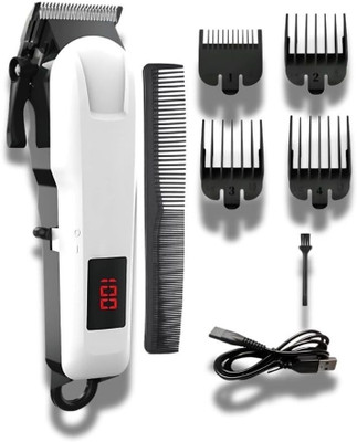 Tradhi Maxtop 809 Rechargeable Hair & Beard Trimmer For Men With Digital Display Fully Waterproof Trimmer 240 min  Runtime 4 Length Settings(White, Black)