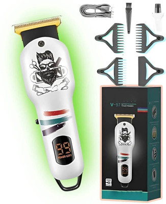 Frinzoo Cordless Hair Cutting Machine with Digital Power Indicator Trimmer 120 min  Runtime 3 Length Settings(White)