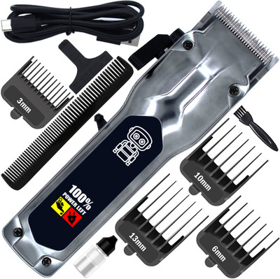 QGS New Powerful R9 Hair Clipper High Quality Fast Charging Razor 9W Beard Moustache Trimmer 410 min  Runtime 8 Length Settings(Black, Silver)