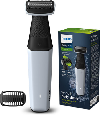 PHILIPS BG3007/01 Body Groomer Clinically Tested for Sensitive Skin Trimmer 40 min  Runtime 1 Length Settings(Grey)