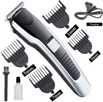 MynxeHTC Rechargeable-AT-538 Cordless Professional Men's Electric 0 Cutting T-Blade Hair Fully Waterproof Trimmer 45 min  Runtime 4 Length Settings(Black)