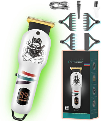 Frinzoo Rechargeable Hair Clipper with Easy Maintenance Accessories Trimmer 120 min  Runtime 3 Length Settings(White)