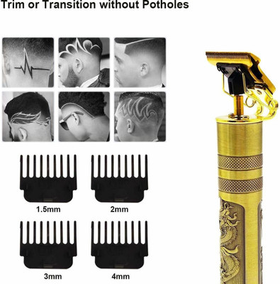Podnix Dragon Design Electric Trimmer Men | Trimmer Blade | Painless Hair Remover 156 Trimmer 120 min  Runtime 4 Length Settings(Gold)