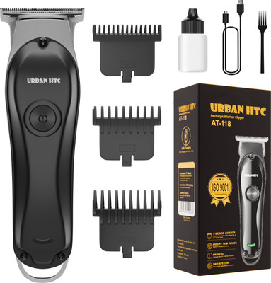 UrbanHTC AT 118 Cordless Portable Smart Size Trimmer Waterproof Stainless Steel Blade Trimmer 45 min  Runtime 5 Length Settings(Black)