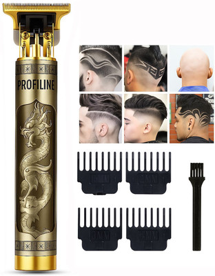 Profiline Waterproof Vintage T9 Professional Metal Hair Cutting Machine P Trimmer 120 min  Runtime 4 Length Settings(Gold)