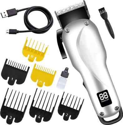 Crostal Easy To Clean Fully Charge trimmer Trimmer 60 min  Runtime 4 Length Settings(Silver)