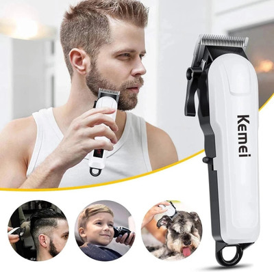 Kemei KM-809A-Men Quick Charge Battery and Power Operation 240 MINUTE Trimmer 120 min  Runtime 4 Length Settings(White)