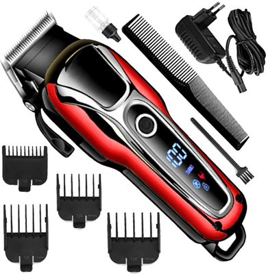 Crostal Profesional hair trimmer for men zero machine system 4 extra length Fully Waterproof Trimmer 120 min  Runtime 4 Length Settings(Red, Black)