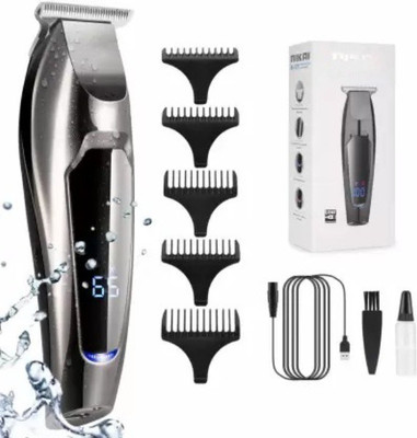 Geemy GM-6662 RECHARGABLE TRIMMER WITH LCD DISPLAY Trimmer 120 min  Runtime 4 Length Settings(Black)