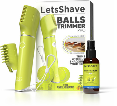 LetsShave Balls trimmer for Men with Balls Mist, SkinSafe 'R' Blades Fully Waterproof Trimmer 90 min  Runtime 3 Length Settings(Green)