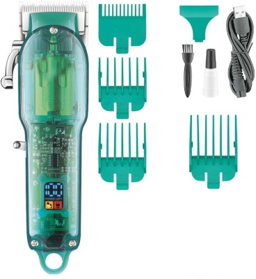 PSK Professional Hair Trimmer Clipper With Digital Charging Display Trimmer 60 min  Runtime 4 Length Settings(Green)