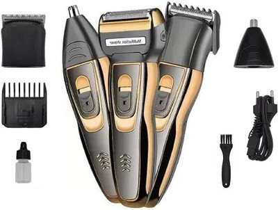 Rawnrich GM 595 Geemy wireless 3-in-1 Beard Nose & Ear trimmer shaving zero machine Trimmer 60 min  Runtime 4 Length Settings(Black, Multicolor, Brown)