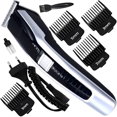 ChinuStyle Trimmer Men Hair Cutting Machine Haircut Cordless Hair Clipper Fully Waterproof Trimmer 60 min  Runtime 5 Length Settings(Black, Silver)