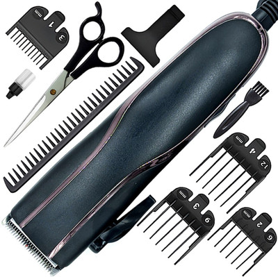 Groomic R21 Professional Hair Clipper Corded Powerful Saving Trimmer Men Beard Moustache Fully Waterproof Trimmer 0 min  Runtime 7 Length Settings(Black)