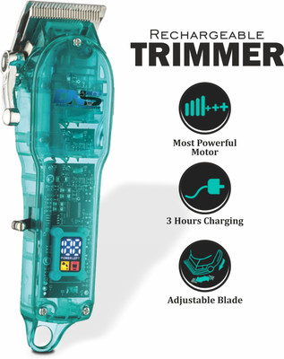 Daily Needs Shop Rechargeable Hair Trimmer/Clipper For Men With Smart Display Transparent Design Trimmer 200 min  Runtime 4 Length Settings(Green)