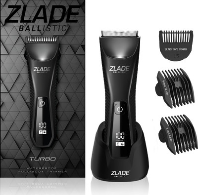 Zlade Body Trimmer for Men, Suitable for Beard, Body, Head and Pubic Hair - (Waterproof | Silicon Grip | Detachable Ceramic Blades) Fully Waterproof Body Groomer 120 min Runtime 5 Length Settings(Black) Zlade Body Trimmer for Men, Suitable for Beard, Body, Head and Pubic Hair - (Waterproof | Silicon Grip | Detachable Ceramic Blades) Fully Waterproof Body Groomer 120 min Runtime 5 Length Settings(Black)