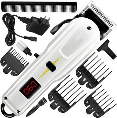 eKL 2000mAh Battery Rechargeable Heavy Duty Steel Blade Hair Clipper Beard Moustache Fully Waterproof Trimmer 240 min  Runtime 4 Length Settings(White)