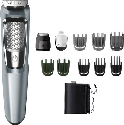 PHILIPS MG3760/33 Unique DualCut Tech |11 in 1 | Max Precision All-in One Trimmer 75 min  Runtime 9 Length Settings(Silver)
