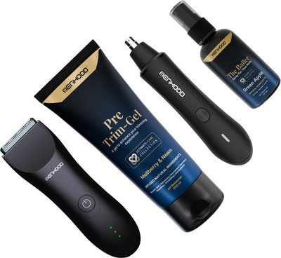 MENHOOD Up-Down Package 1.0 - Grooming Trimmer 1.0 for Men, Nosar trimmer for Nose & Ear Body Groomer 150 min  Runtime 4 Length Settings(Black)