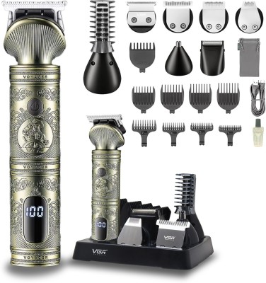 VGR V-106 Professional 6in1 Grooming Kit with LED Display Trimmer 180 min  Runtime 16 Length Settings(Gold)