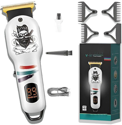 Frinzoo Digital Display Hair Cutting Machine with Fast USB Charger Trimmer 120 min  Runtime 3 Length Settings(White)