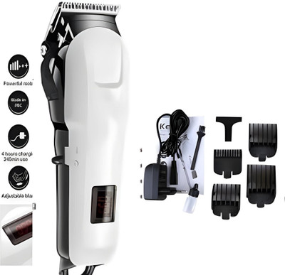 PALAKGALLERY 9jddcaA Professional Rechargeable Hair Trimmer Electric Hair Clipper Body Groomer 120 min  Runtime 4 Length Settings(White)