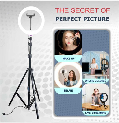 Paradox 10inch Superb LED Ring Light with 7feet Tripod Stand, Video Shooting, reels P49 Monopod, Tripod(White, Yellow, Supports Up to 2000 g)