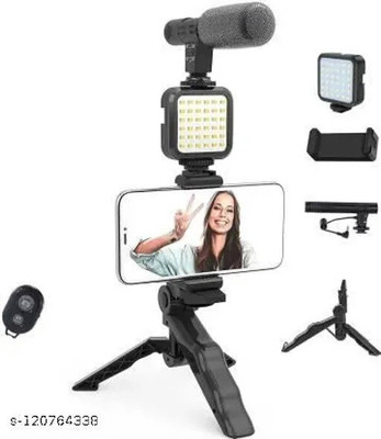 MAFAI Vlogging camera with mic Tripod Kit Monopod, Tripod Kit Monopod, Tripod Kit(Black, Supports Up to 1000 g)