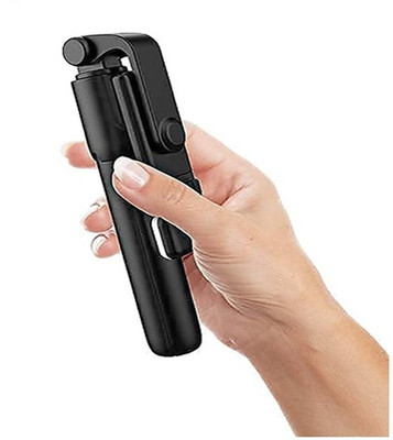 SOJUBA Bluetooth R1S Selfie Stick Tripod Selfie Stick with LED Fill Light, lightweight Monopod, Tripod, Tripod Kit, Tripod Bracket(Black, Supports Up to 500 g)