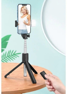 Mobtude Tripod with Extendable Monopod and Micro USB Rechargeable Flash Light Monopod, Tripod, Tripod Bracket, Tripod Clamp, Tripod Kit(Black, Supports Up to 500 g)