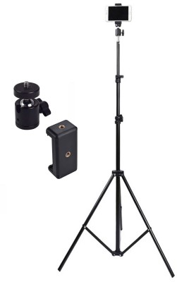 SHUDAUSHI Best Buy 7 Ft Portable Adjustable Tripod Stand, Rotating Ball Head Mobile Clip Tripod Ball Head, Tripod Kit(Black, Supports Up to 2000 g)