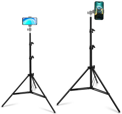 SHUDAUSHI Portable 7 Feet (84 Inch) Mobile Clip Holder for All Mobiles & Cameras Tripod Tripod Ball Head, Tripod Kit(Black, Supports Up to 2000 g)