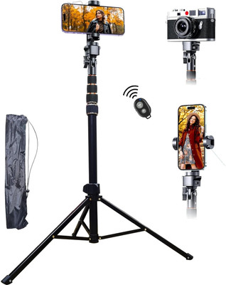 Flipkart SmartBuy Professional Adjustable Strong Metal Tripod Stand Cum Selfie Stick(2 in 1) Tripod Bracket(Black, Supports Up to 2000 g)