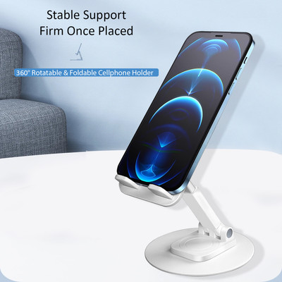 Zohlo 360°Universal holder with Lock,Stable Design and Non-Slip Lifting Bracket Holder Tripod(White, Supports Up to 300 g)