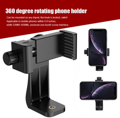 ASTOUND 360 Degree Mobile Phone Clip with 1/4 Screw Mobile Phone Holder-32BN Tripod Bracket(Black, Supports Up to 1000 g)
