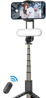 ASTOUND Bluetooth Led Selfie Sticks Detachable Fill Light Gimbal Tripod Kit(Black, Supports Up to 500 g)