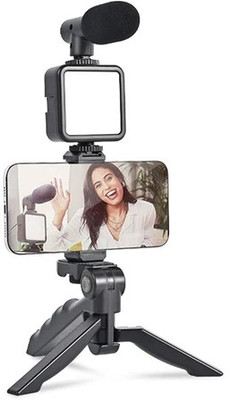 Eyelet Vlogging Kit for Video Making with Mic Mini Tripod Stand Tripod Kit(Multicolor, Supports Up to 300 g)