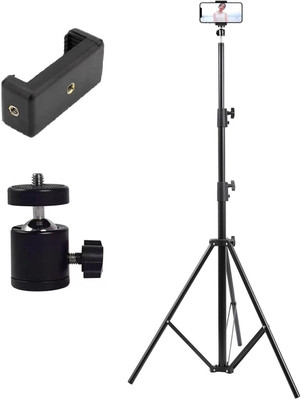 Shine World Lightweight & Portable 7 Feet Aluminum Alloy Studio Light Stand for Videos Tripod Kit(Black, Supports Up to 500 g)