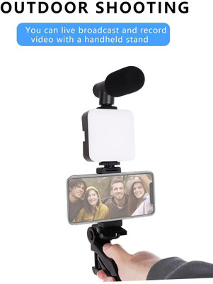 SANJAY ENERPRISES Vlogging kit 6 in 1 Combo (Shotgun Microphone, Selfie Light, Tripod Stand Tripod Kit(Tripod Stand, Vlogging kit 6 in 1 Combo, Supports Up to 150 g)