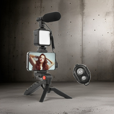 Clairbell B60_Video kit Portable Vlogging Kit: M34 Tripod, Monopod, Fill Light, and Mic Tripod Kit(Black, Supports Up to 2000 g)