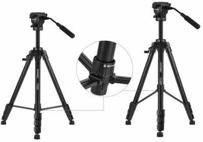 VTS Cameras Tripod with Bag for Digital SLR & Video Cameras Load Capacity 5000 Grams Tripod Kit(Black, Supports Up to 100 g)