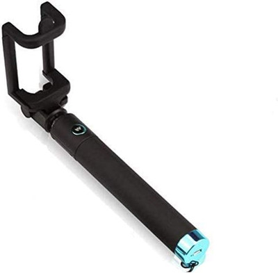 ZmiZc Blue Selfie Sticks for Mobile Phone for clicking Photos & Making Video with Attached AUX Cable | for Android Mobile Phones - Multicolor Cable Selfie Stick(Black)