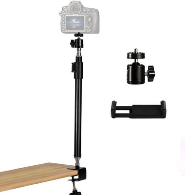 MVPRO Desk Mount Stand,Rotatable Ball & Phone Holder,1/4” Screw Stand for DSLR Camera Tripod Kit(Black, Supports Up to 10000 g)