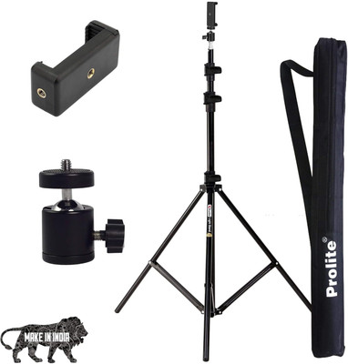 Prolite Light Stand (250cm) with Bag, Mobile Holder, Ball Head for Mobile, Ring Light Tripod Kit(Black, Supports Up to 10000 g)