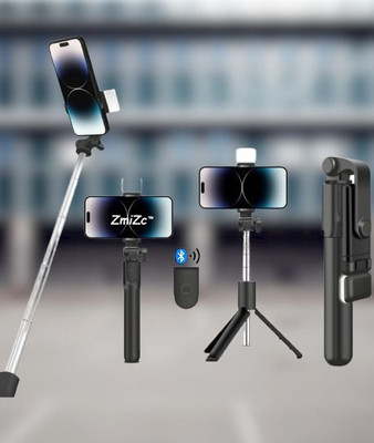 ZmiZc By ZmiZc R1s Bluetooth Selfie. Sticks with Remote and Selfie Light, 3-in-1 Multifunctional Selfie Stick Tripod Stand Mobile Stand Bluetooth Selfie Stick(Black, Remote Included)
