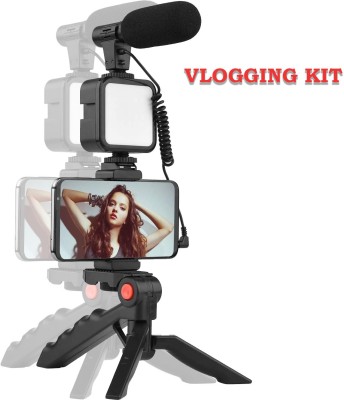 Zohlo New Vlogging Kit for Video Making with Bluetooth Remote,Mic, Mini Tripod Stand Tripod Kit, Monopod Kit(Black, Supports Up to 1500 g)