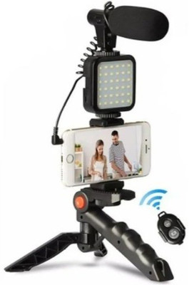 Clairbell UEH_588T_Vlogging Video Making Kit with tripod, holder, microphone & led light Tripod Kit(Black, Supports Up to 1100 g)